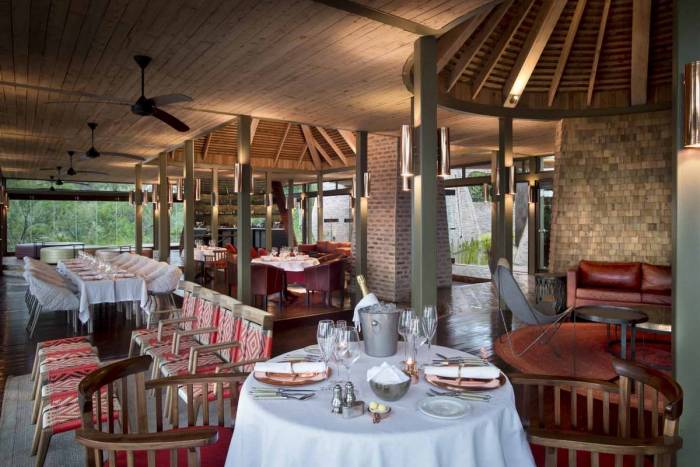 Guest Area set for dinner Angama Mara