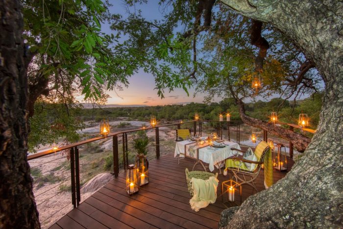 Leadwood Lodge lookout deck in Sabi Sand in South Africa