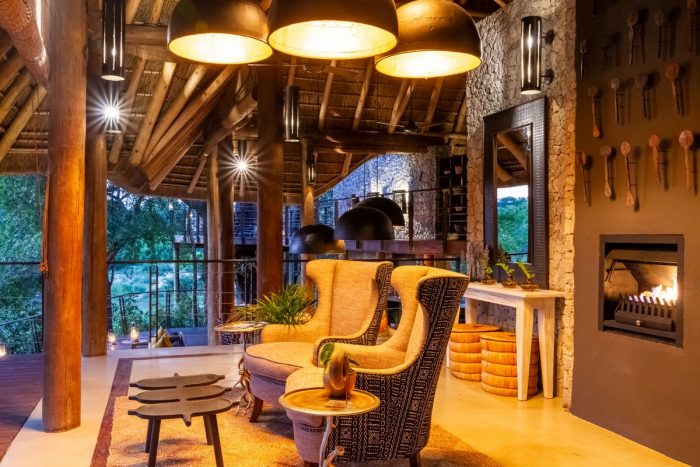 Leadwood main lodge fireplace in Sabi Sand in South Africa