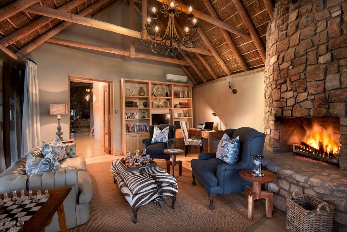 Cosy sitting room at Kwandwe Lodge in South Africa