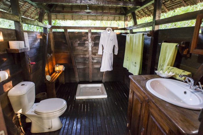 Bungalow bathroom at Masoala Forest Lodge in Madagascar