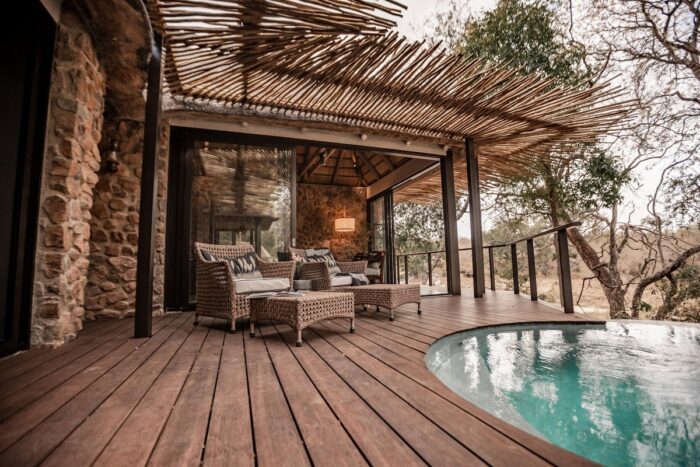 Dulini Moya suite's heated plunge pool in Sabi Sands in South Africa with Bellingham Safaris in Luxury