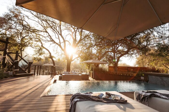 Dulini Moya main lodge pool in Sabi Sands in South Africa with Bellingham Safaris in Luxury