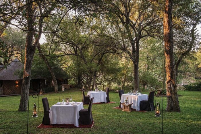 Dulini Moya Lawn Dining in Sabi Sands in South Africa with Bellingham Safaris in Luxury