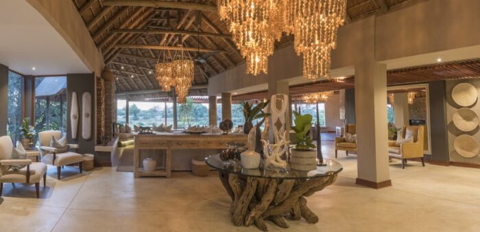 Dulini River Lodge Main Lounge Décor in Sabi Sands in South Africa with Bellingham Safaris in Luxury