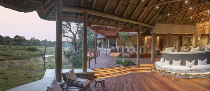 Dulini River Lodge Main Lounge Veranda in Sabi Sands in South Africa with Bellingham Safaris in Luxury
